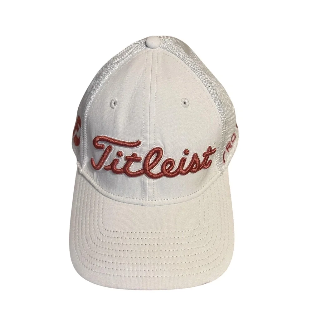 Titleist Hat‎ Cap Fitted Mens Large White Mesh Back Pro V1 Golf New Era